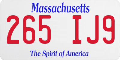MA license plate 265IJ9