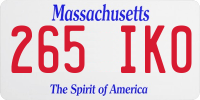 MA license plate 265IK0