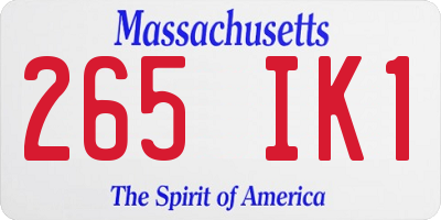 MA license plate 265IK1