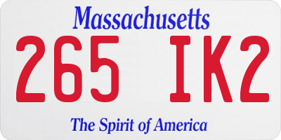 MA license plate 265IK2