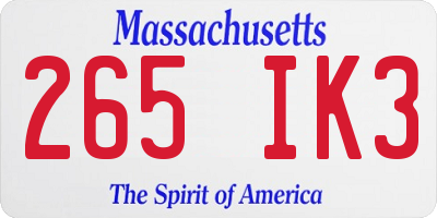 MA license plate 265IK3