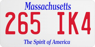 MA license plate 265IK4