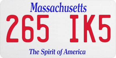 MA license plate 265IK5