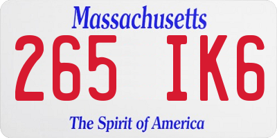 MA license plate 265IK6