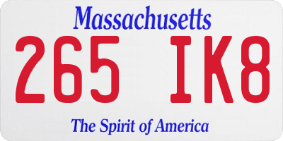 MA license plate 265IK8