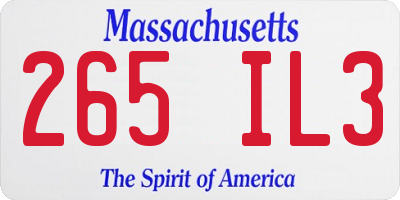 MA license plate 265IL3