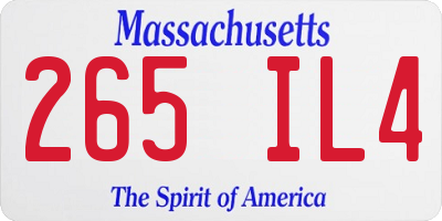MA license plate 265IL4