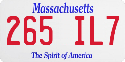 MA license plate 265IL7