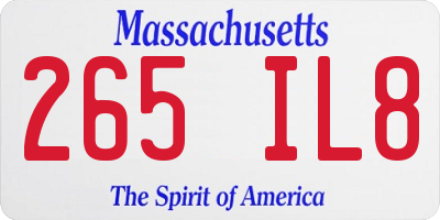 MA license plate 265IL8