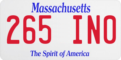 MA license plate 265IN0