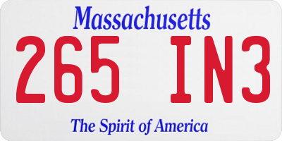 MA license plate 265IN3