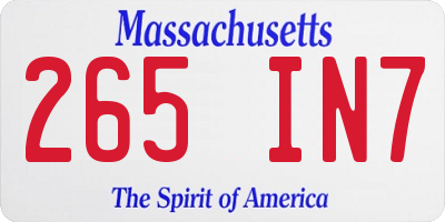 MA license plate 265IN7