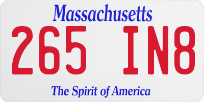 MA license plate 265IN8