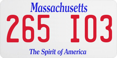 MA license plate 265IO3