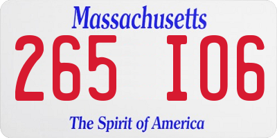 MA license plate 265IO6