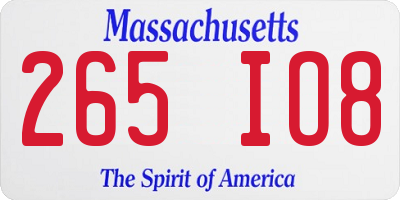 MA license plate 265IO8