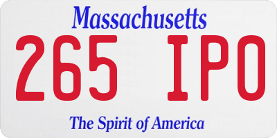 MA license plate 265IP0