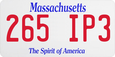 MA license plate 265IP3