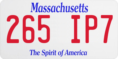 MA license plate 265IP7