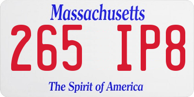 MA license plate 265IP8