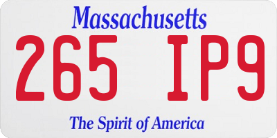 MA license plate 265IP9