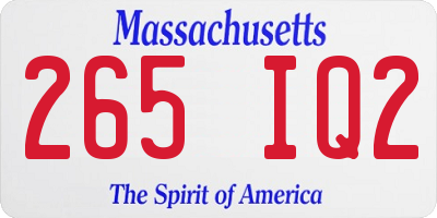 MA license plate 265IQ2