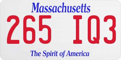 MA license plate 265IQ3