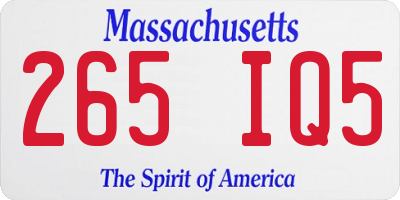 MA license plate 265IQ5