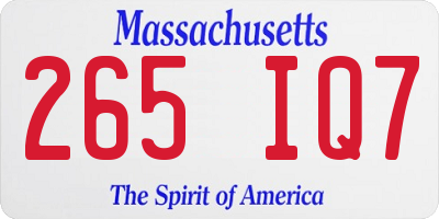 MA license plate 265IQ7