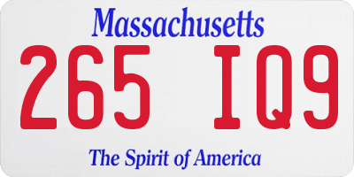 MA license plate 265IQ9