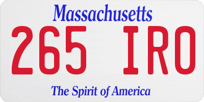 MA license plate 265IR0