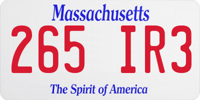 MA license plate 265IR3