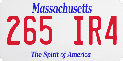 MA license plate 265IR4