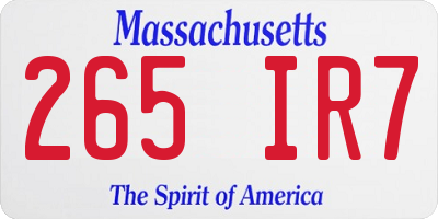 MA license plate 265IR7