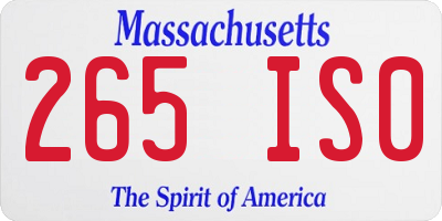 MA license plate 265IS0