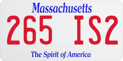 MA license plate 265IS2