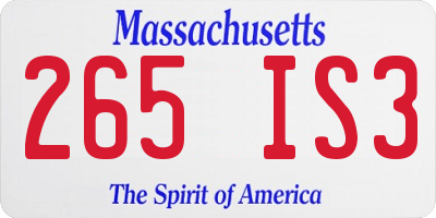 MA license plate 265IS3