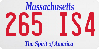 MA license plate 265IS4