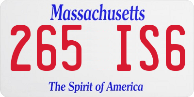 MA license plate 265IS6