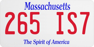 MA license plate 265IS7