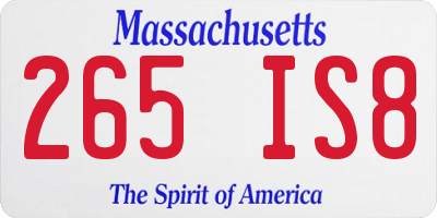 MA license plate 265IS8
