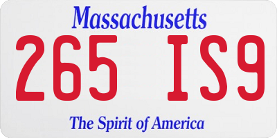 MA license plate 265IS9