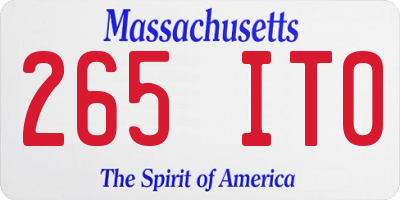 MA license plate 265IT0