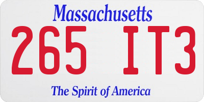 MA license plate 265IT3