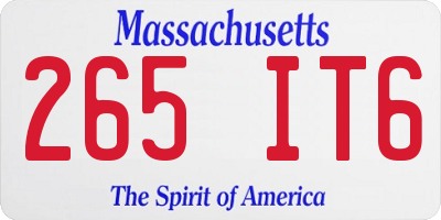 MA license plate 265IT6