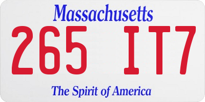 MA license plate 265IT7