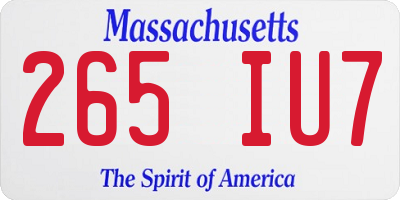 MA license plate 265IU7