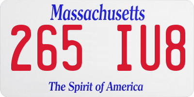MA license plate 265IU8