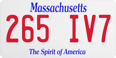 MA license plate 265IV7