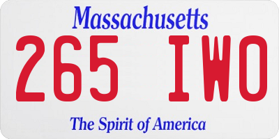MA license plate 265IW0